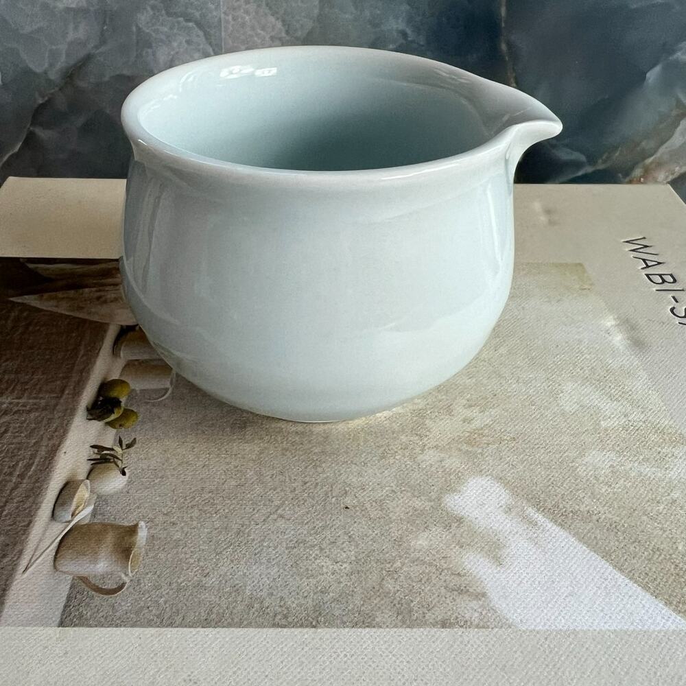 Vintage Asian Matcha Tea Bowl 3.5" Stamped Blue Hue